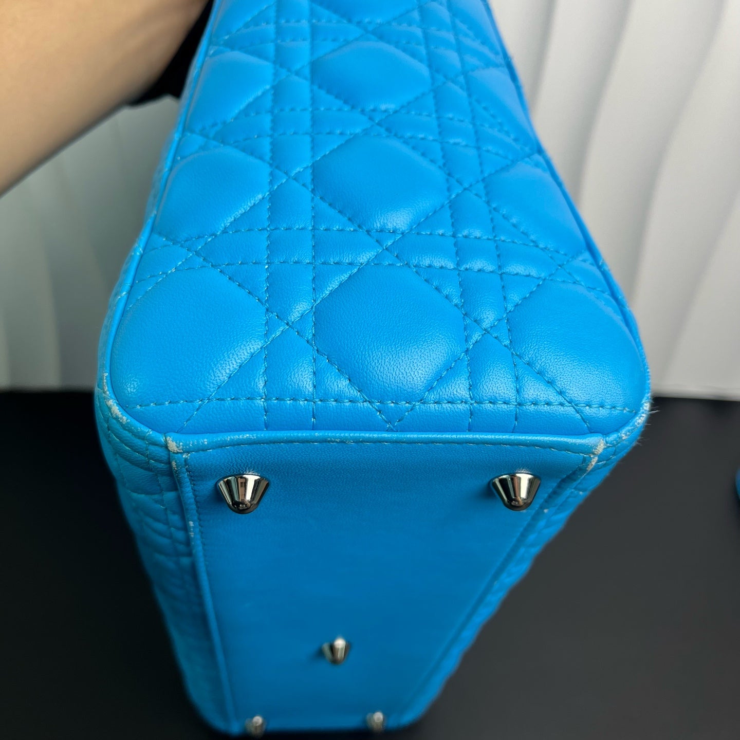 Dior - Lady Dior - Lambskin leather - Blue with Silver-Tone Hardware - (Large)