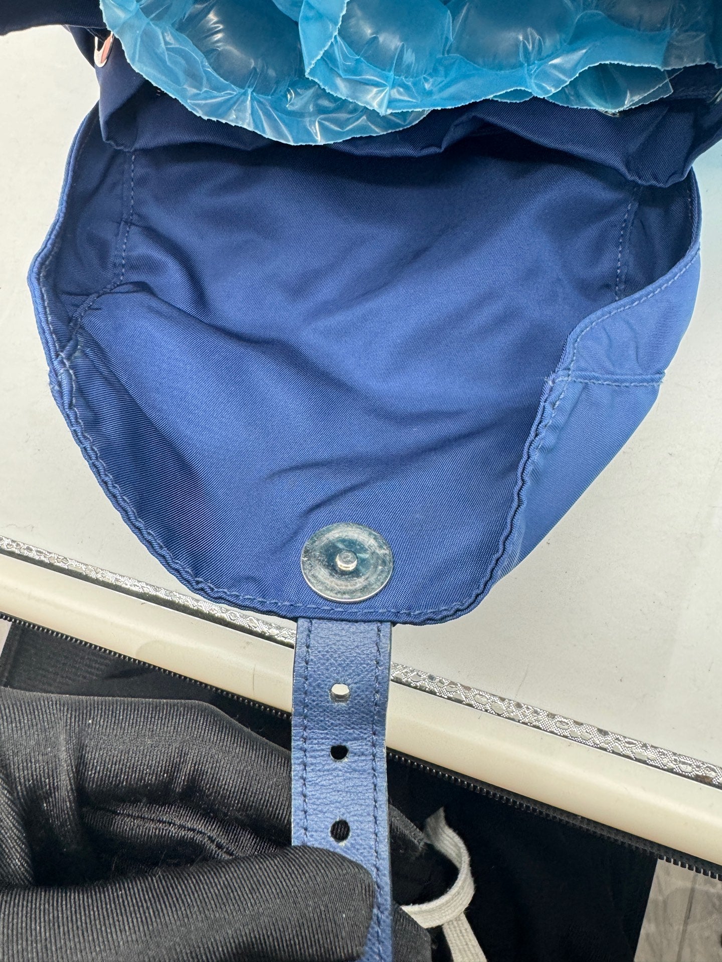 Prada - Nylon Flap Backpack - Polyamide nylon with leather trim - Blue - (medium)