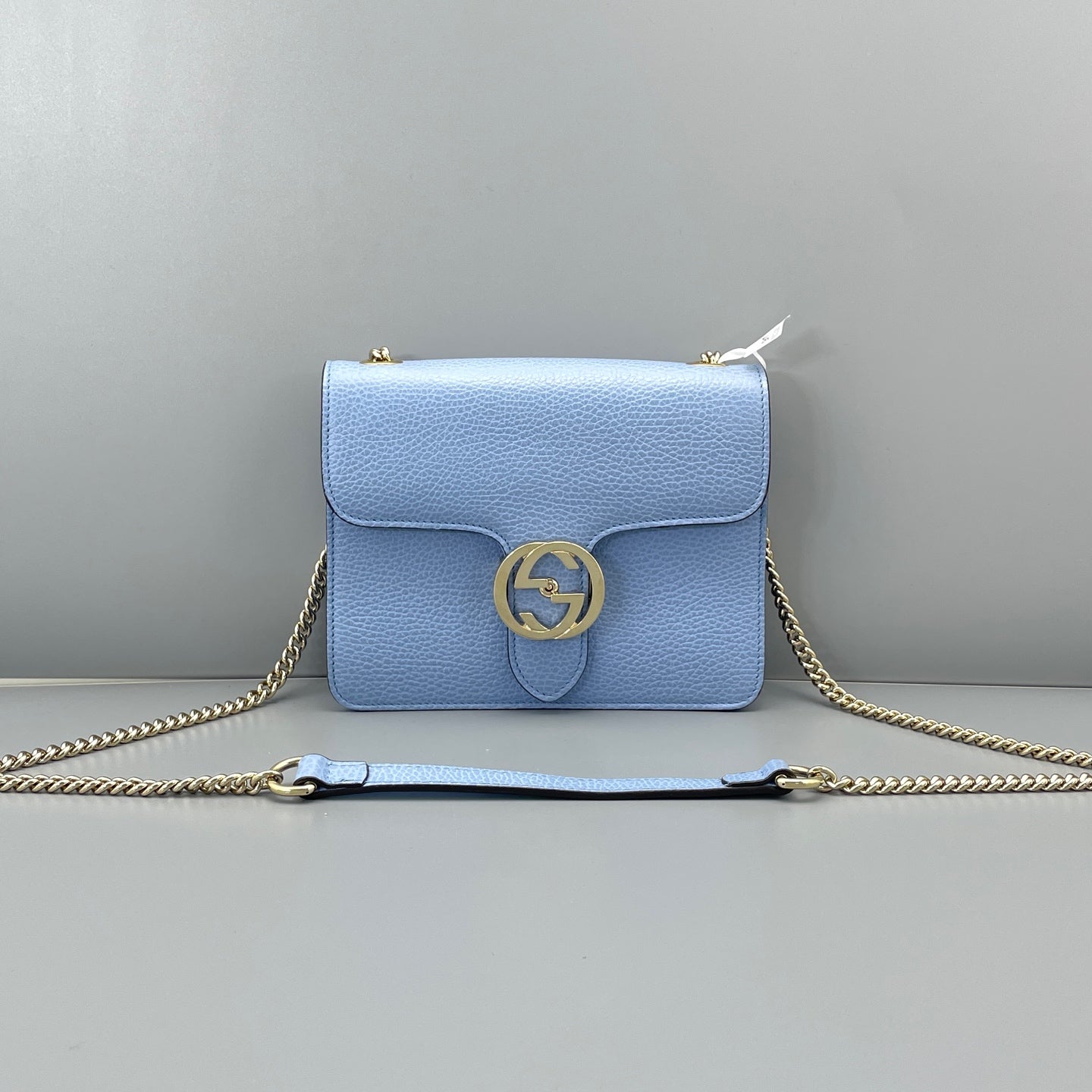 Gucci - Interlocking G Accordion Bag (Outlet Style) - Grained leather - Blue - (small)