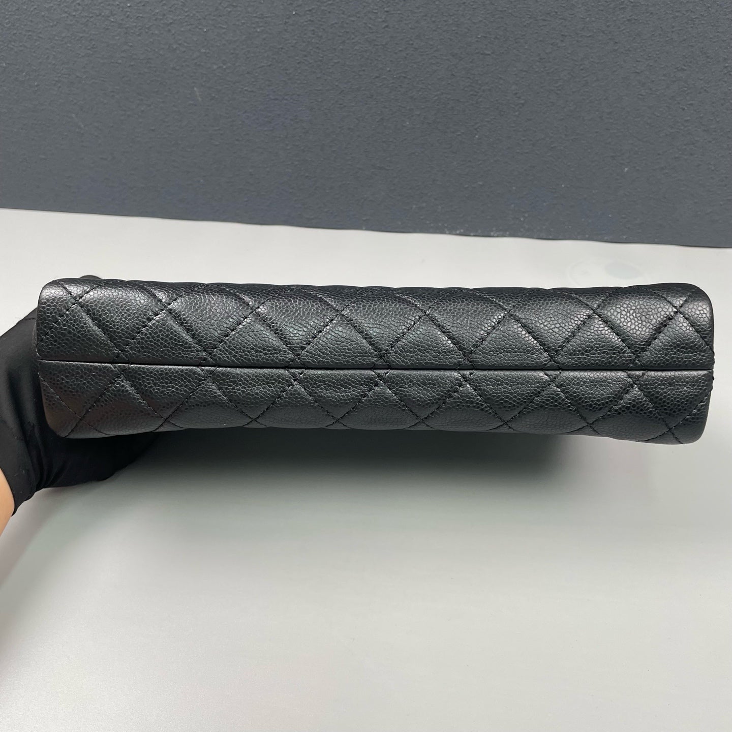 Chanel - Classic Quilted Clutch - Grained Calfskin Leather - Black - (Large)