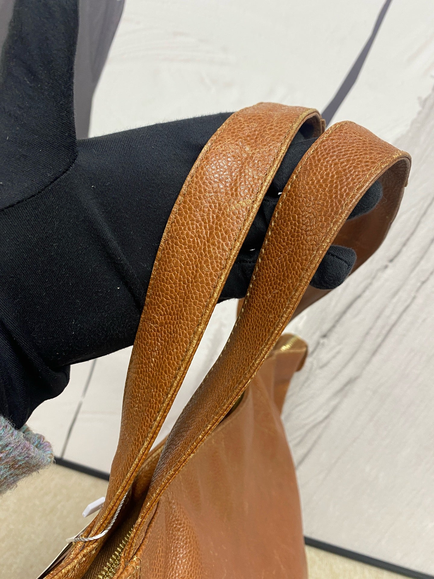 Chanel - Chanel Vintage Embossed CC Tote - Grained calfskin leather - Brown - (Medium)