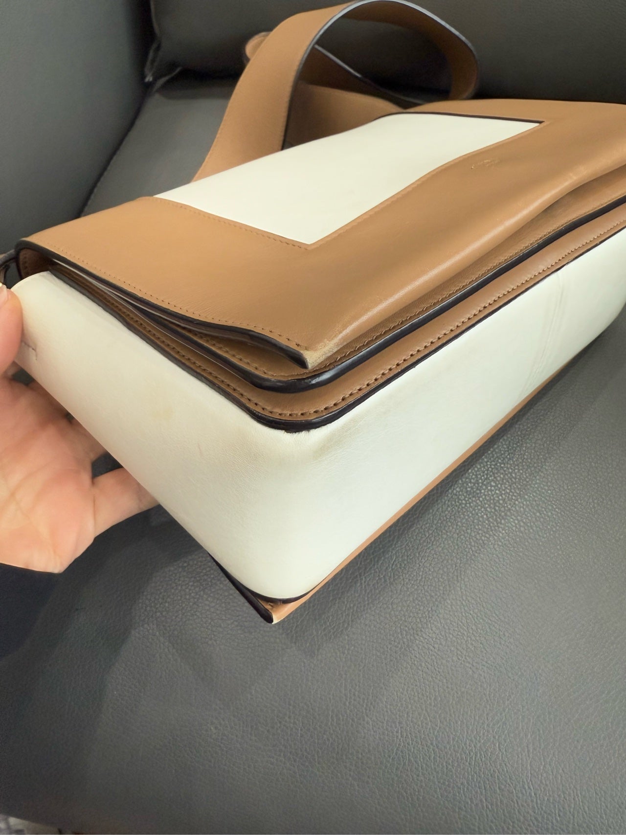 Celine - Frame - Cowhide leather - Beige and White - (medium)