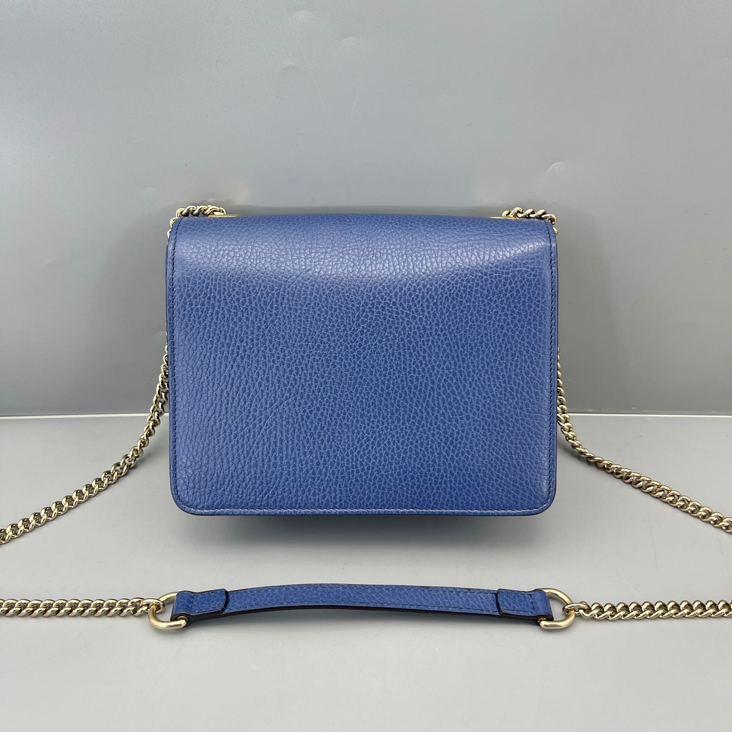 Gucci - Interlocking G Flap Accordion Bag - Grained leather - Blue - (small)