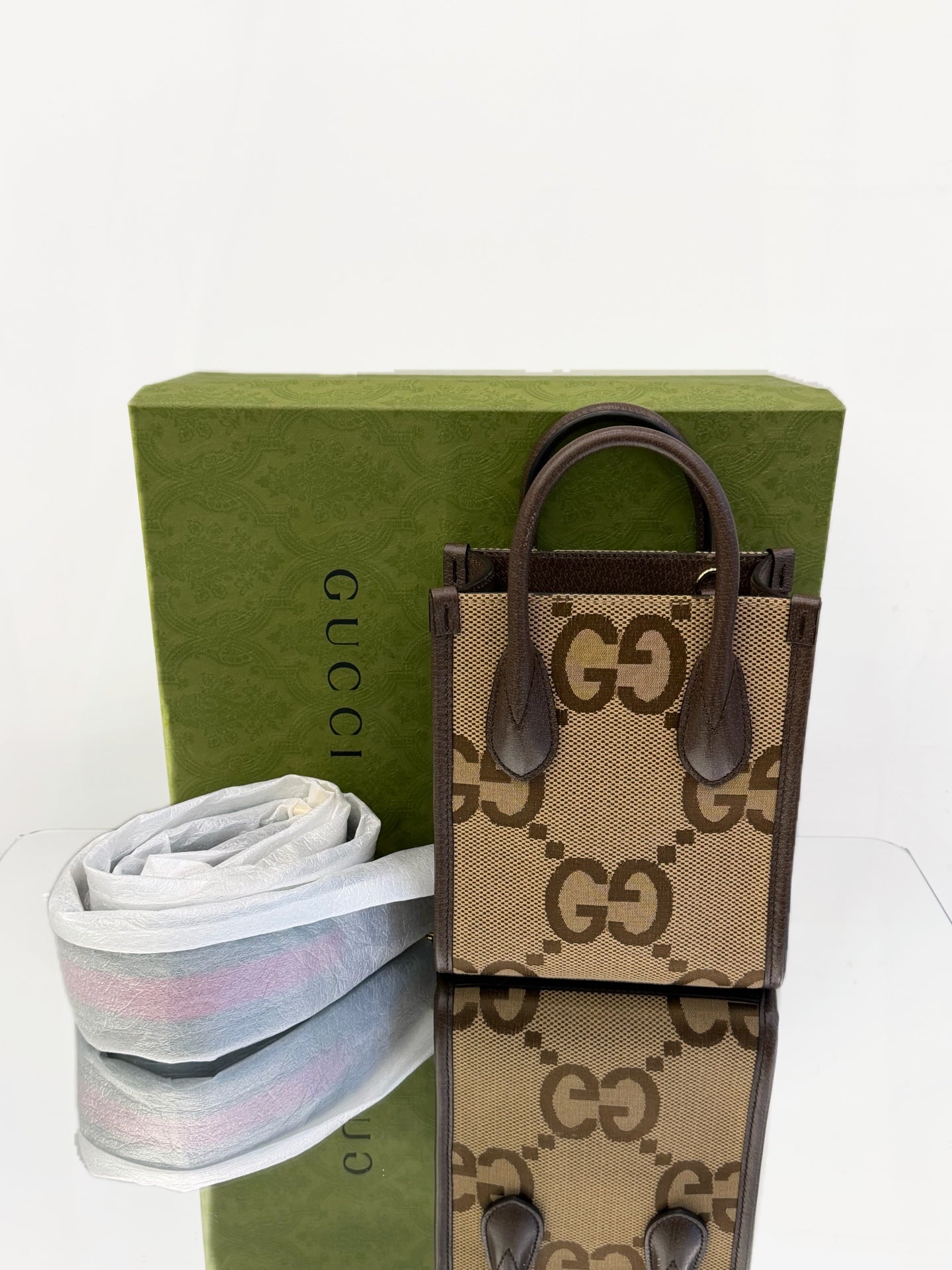 Gucci - Retro Monogram Mini Tote - Coated canvas with leather trim - Brown - (mini)