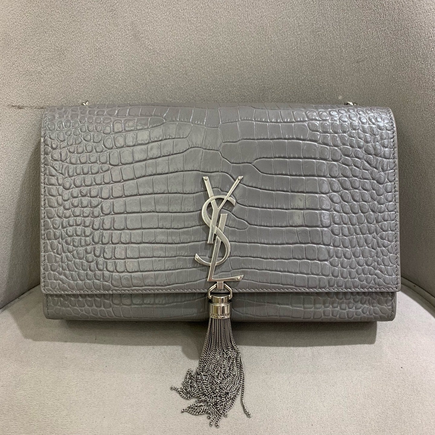 Saint Laurent - Kate Medium Tassel Crossbody Bag - Leather - Grey - (Medium)