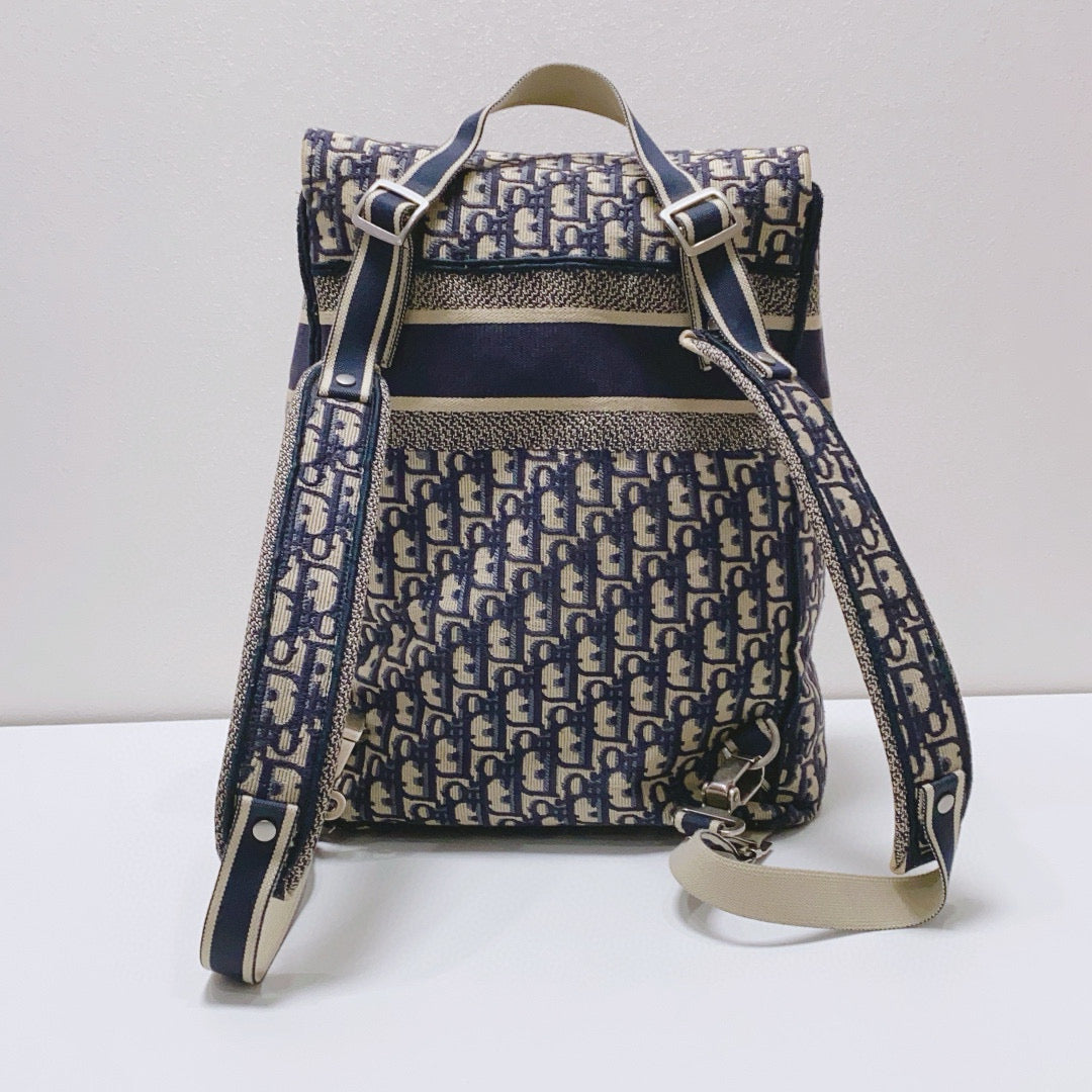 Dior - Oblique Flap Backpack - Cloth - Blue - (Medium)