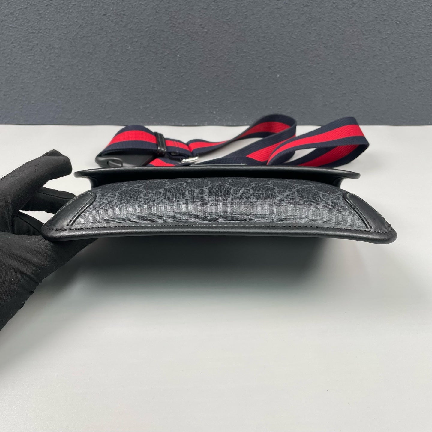 Gucci - GG Supreme Belt Bag - Coated canvas with leather trim - Black - (small)