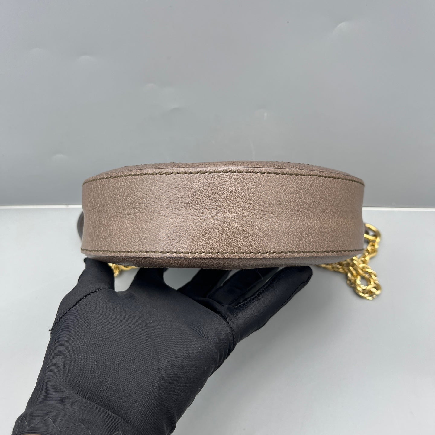 Gucci - Ophidia Round Shoulder Bag - GG Supreme canvas with leather trim - Beige and Brown with Red and Green accents - (mini)