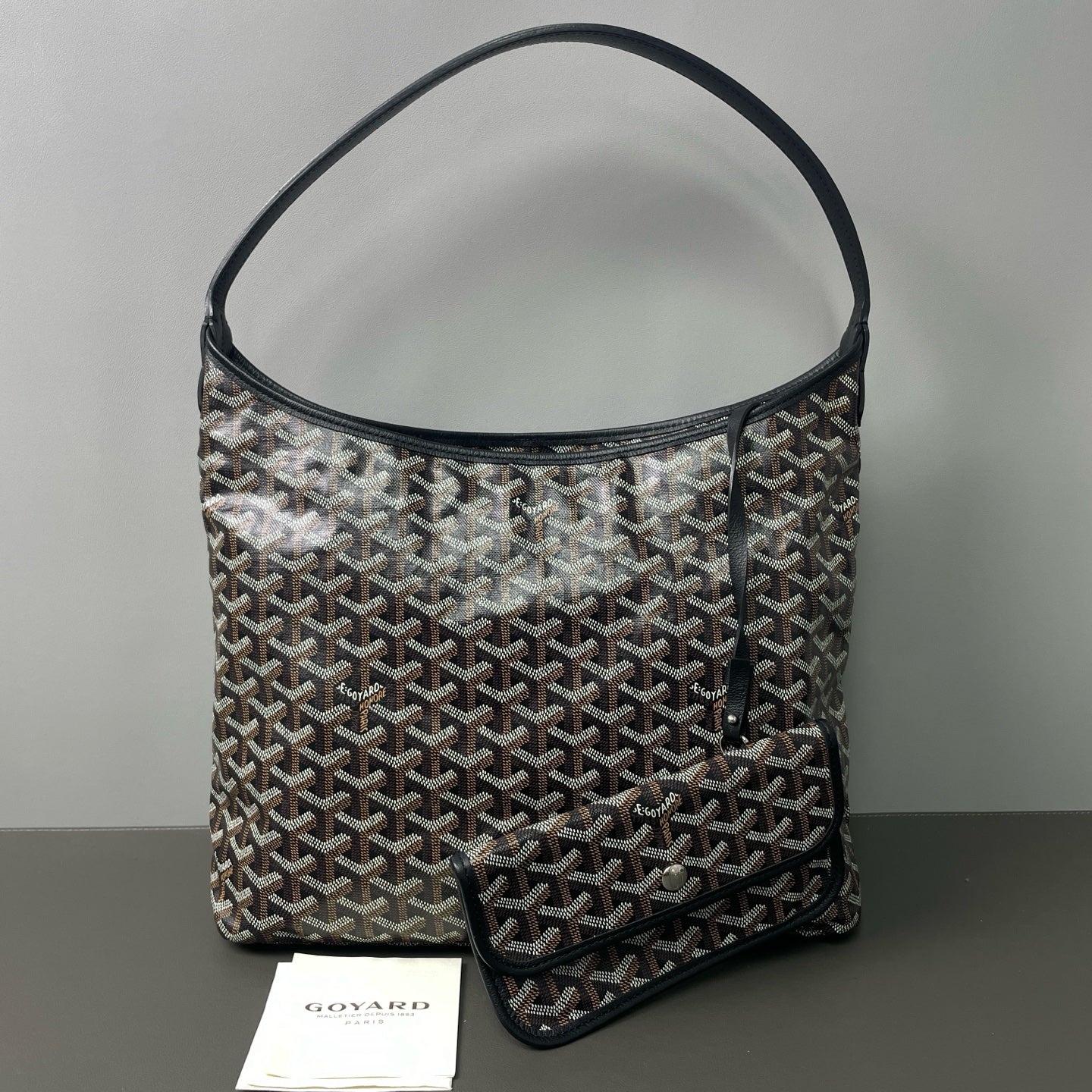 Goyard - Hobo with Pouch - Goyardine coated canvas with leather trim - Black - (Large)