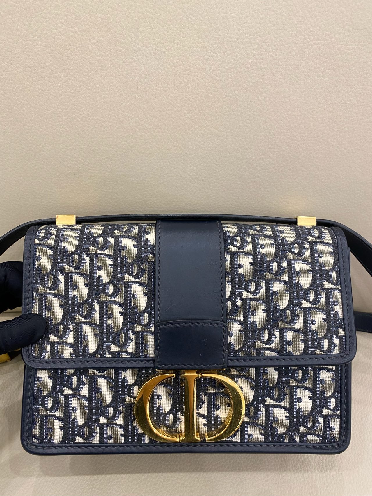 Dior - 30 Montaigne - Dior Oblique jacquard canvas with leather trim - Navy - (medium)