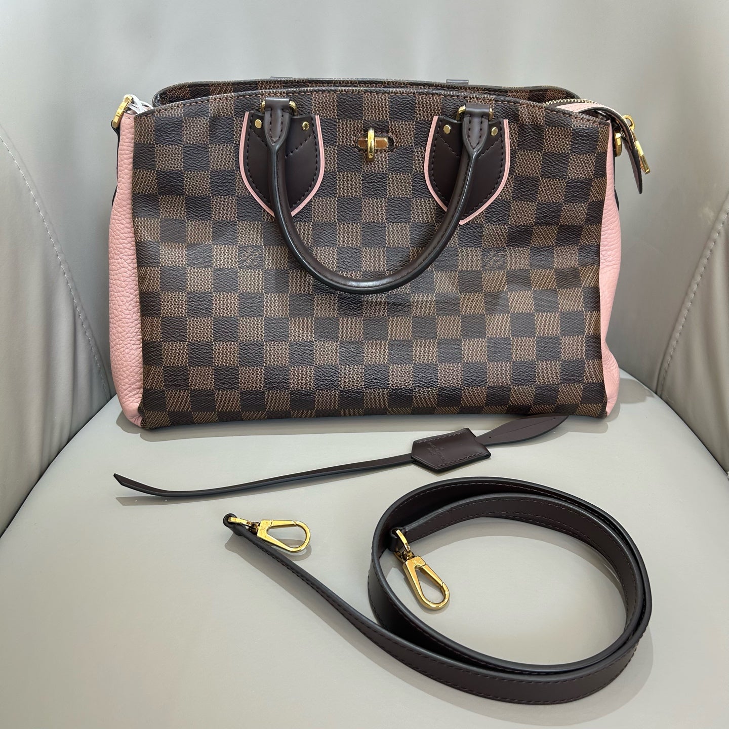 Louis Vuitton - Normandy - Damier Ebene canvas with Taurillon leather - Brown and Pink - (Medium)