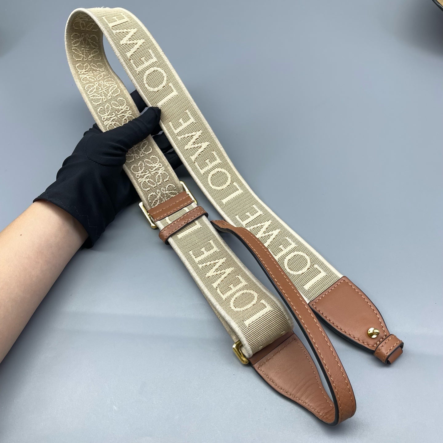 Loewe - Gate Mini - Calfskin leather with suede lining, fabric strap - Caramel with beige/brown strap - (mini)