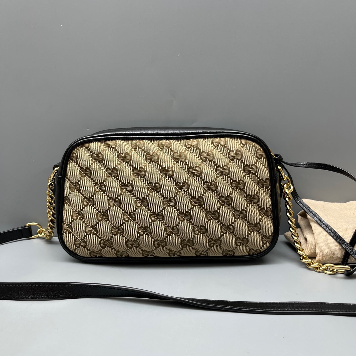 Gucci - GG Marmont Camera Bag - GG Monogram Canvas with Leather Trim - Multicolour - (Small)