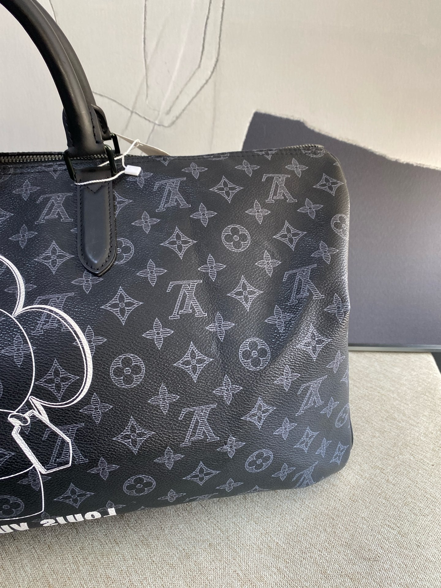 Louis Vuitton - Keepall Bandouliere 50 Vivienne Sunflower Graffiti - Coated canvas with leather trim - Black - (Extra-large)