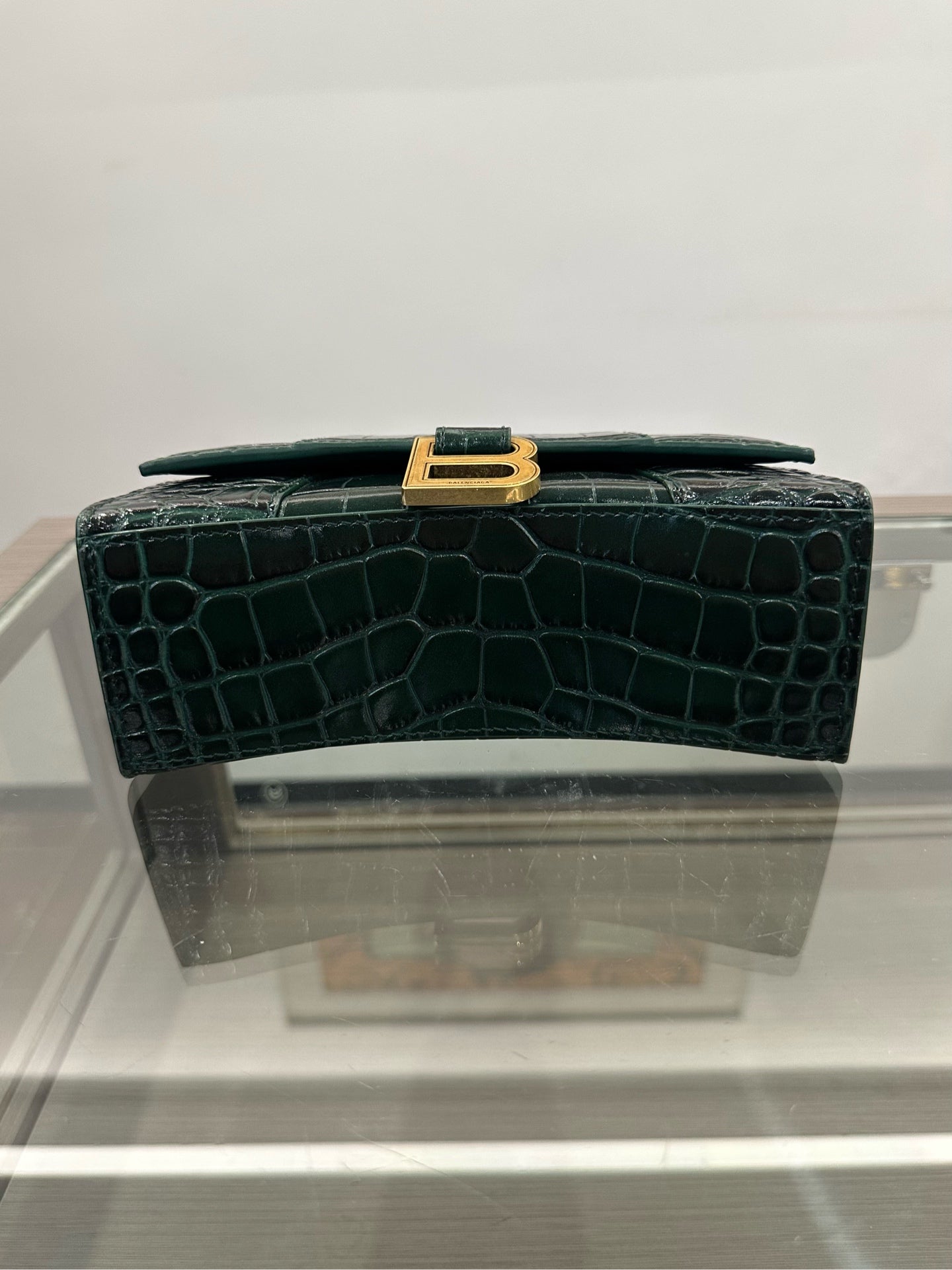 Balenciaga - Hourglass XS - Crocodile-embossed leather - Green - (mini)