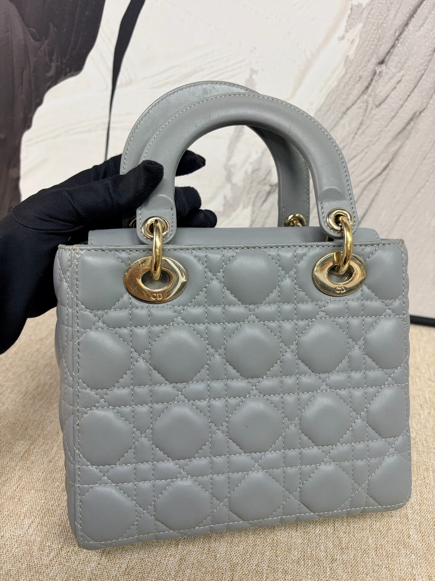 Dior - Lady Dior Mini - Lambskin leather - Grey - (Small)