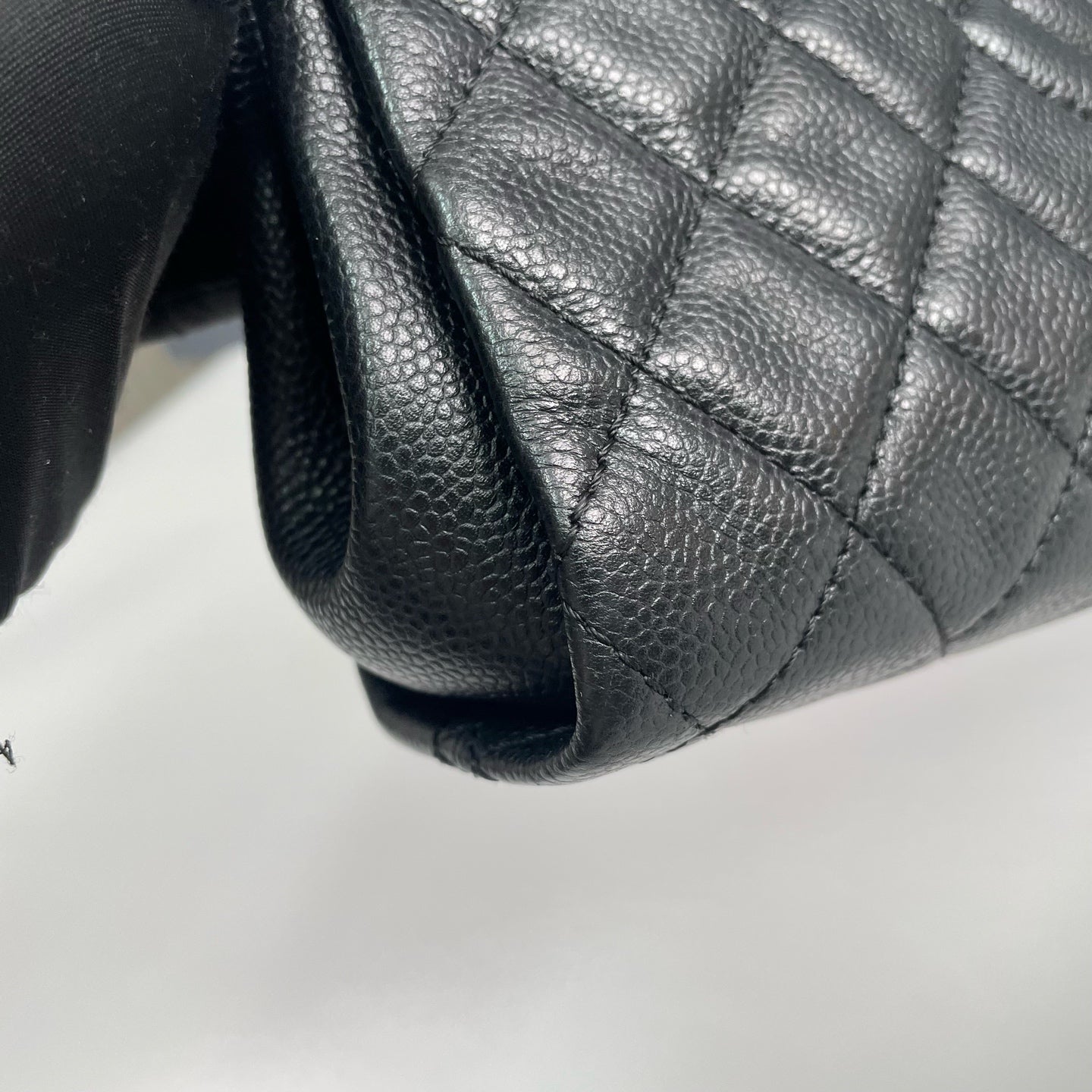 Chanel - Classic Quilted Clutch - Grained Calfskin Leather - Black - (Large)