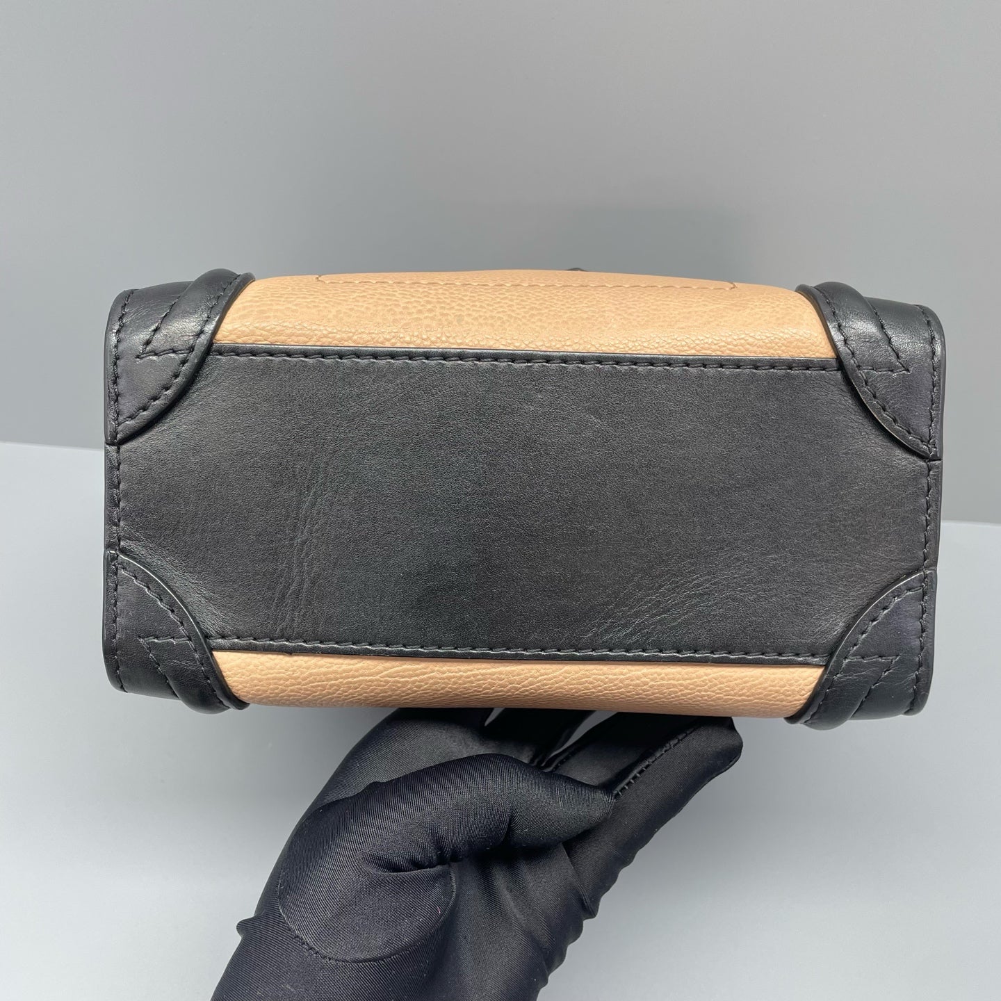 Celine - Luggage Nano - Grained calfskin and smooth leather - Black, Peach, and Cream - (mini)