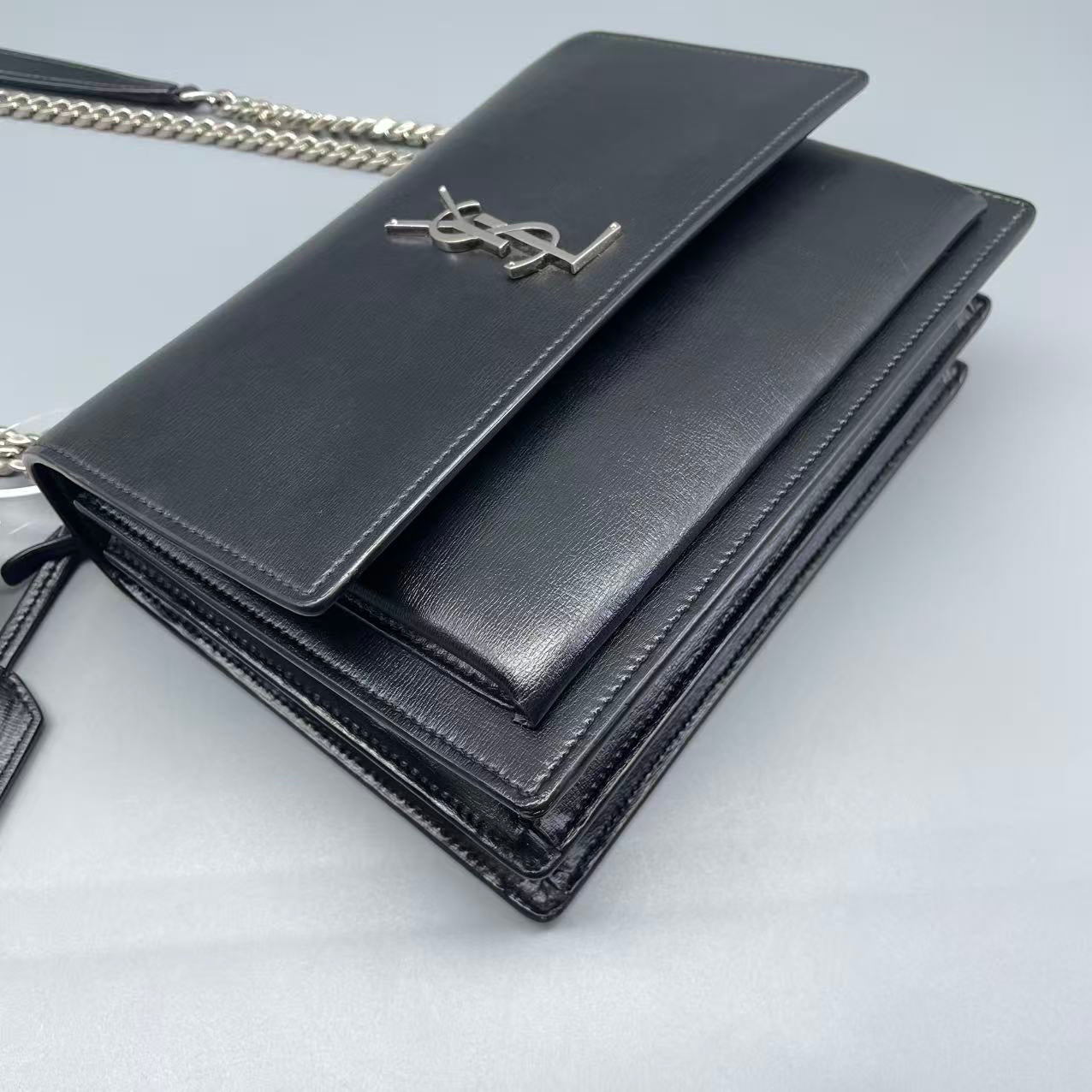 Saint Laurent - Sunset Medium - Grained calfskin leather - Black - (medium)