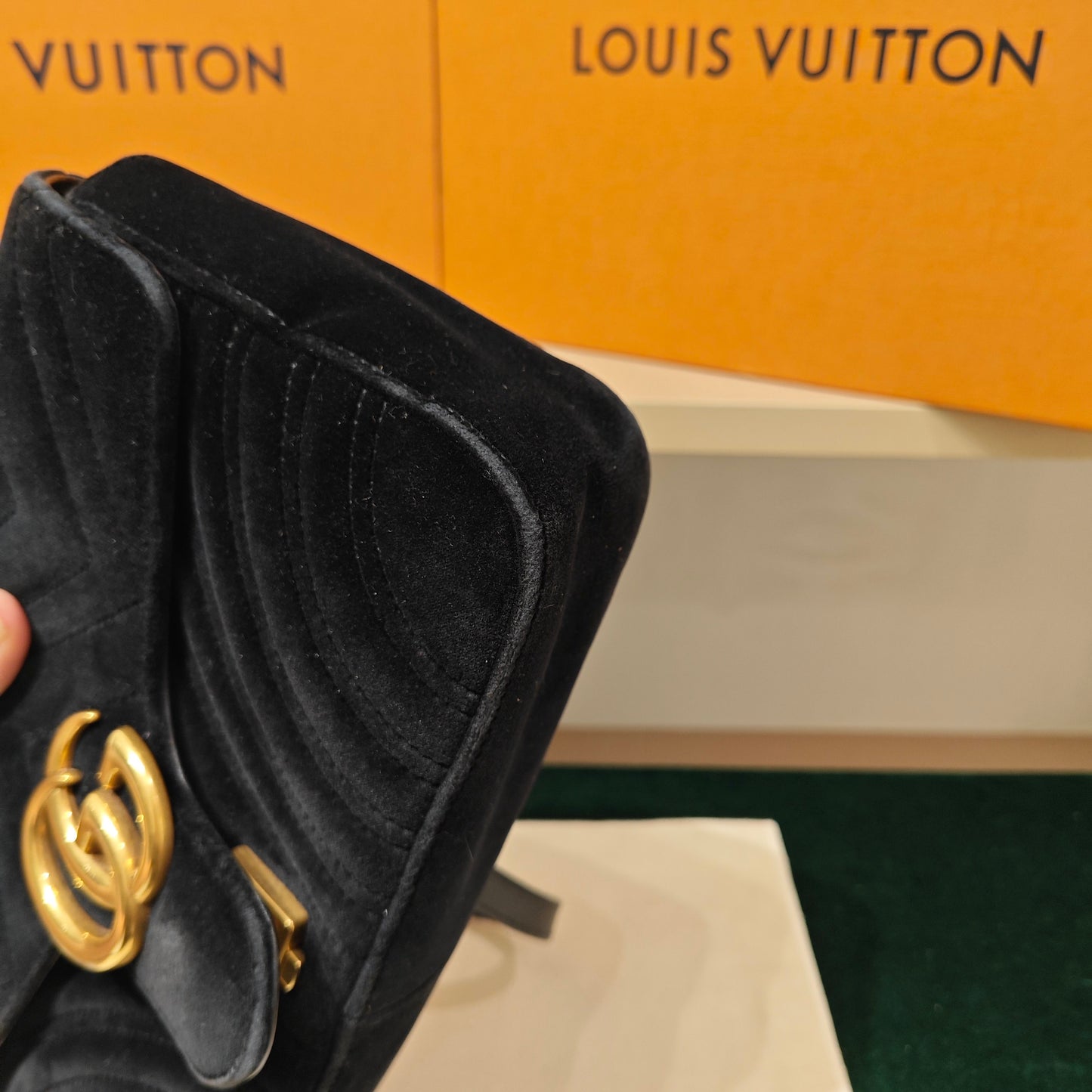 Gucci - GG Marmont Matelassé Shoulder Bag - Velvet - Black - (Medium)