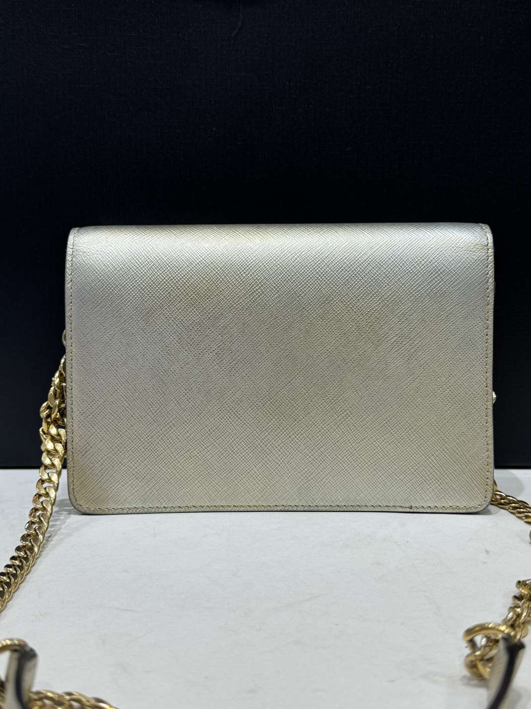 Prada - Saffiano Leather Wallet on Chain - Saffiano leather - Gold - (mini)