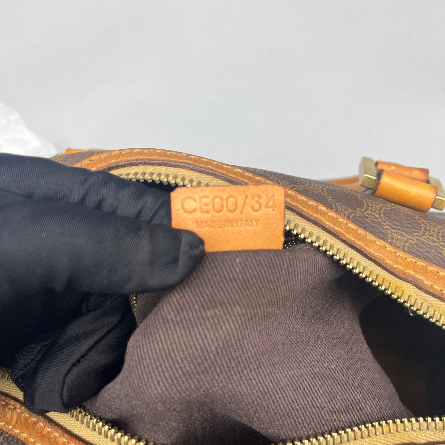 Celine - Boston Bag Small - Triomphe coated canvas with Vachetta leather trim - Brown with tan leather trim - (Small)