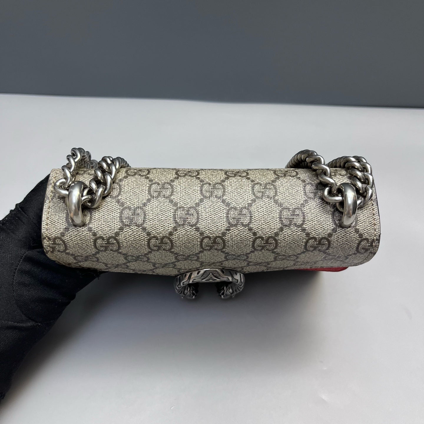 Gucci - Dionysus Chain Bag - GG Supreme canvas and suede leather - Beige, Brown and Red - (Small)