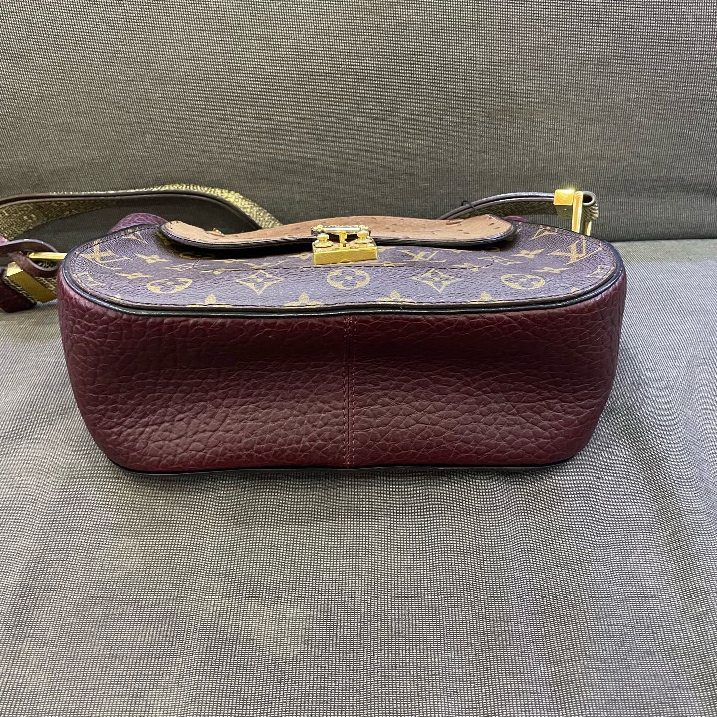 Louis Vuitton - Pallas Limited Edition Exotic Leather Shoulder Bag - Monogram coated canvas, grain leather, ostrich leather, python leather - Brown, Burgundy, Beige - (medium)