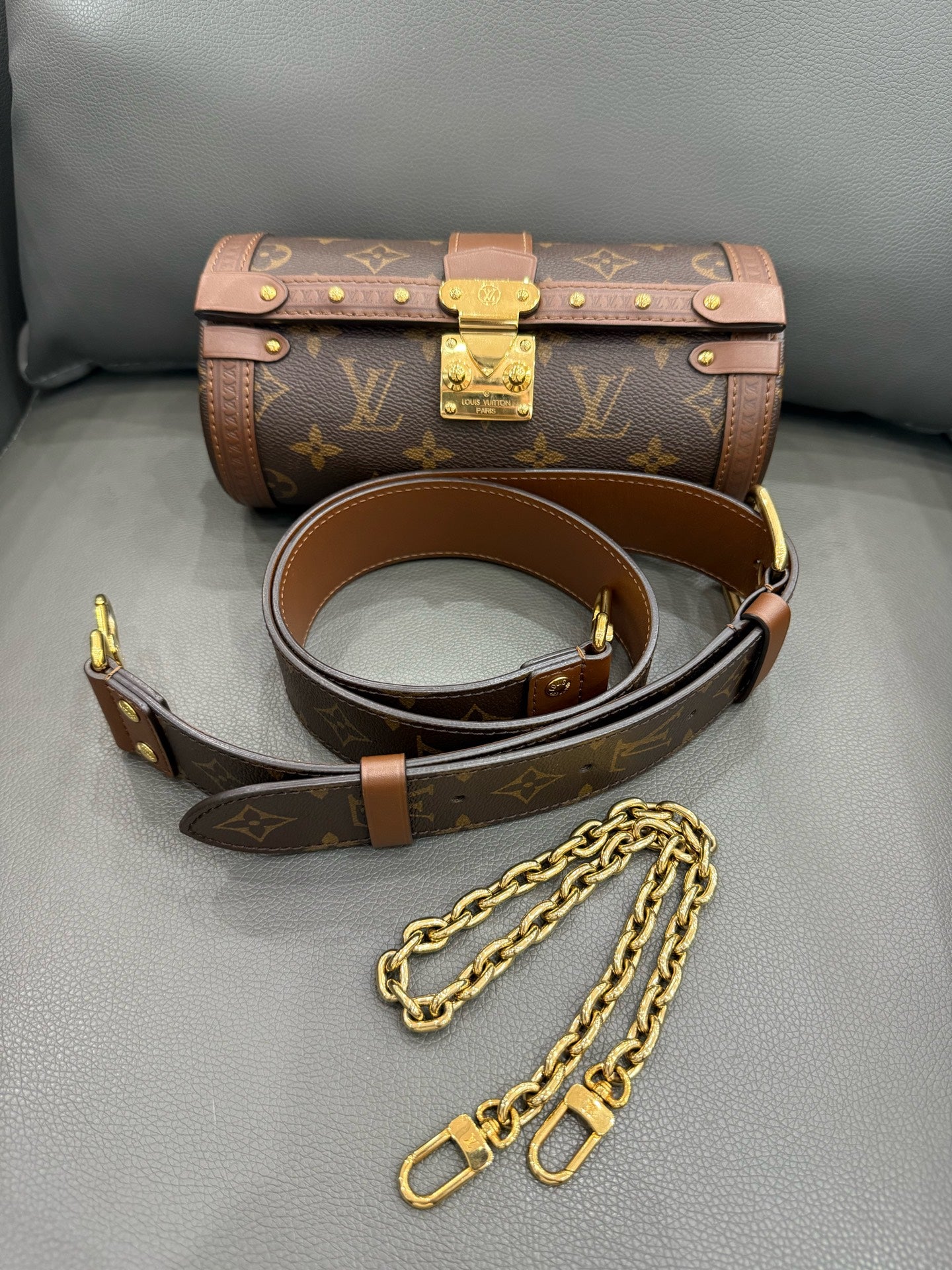 Louis Vuitton - Papillon Trunk - Monogram coated canvas with leather trim - Brown with tan leather and gold-tone hardware - (mini)