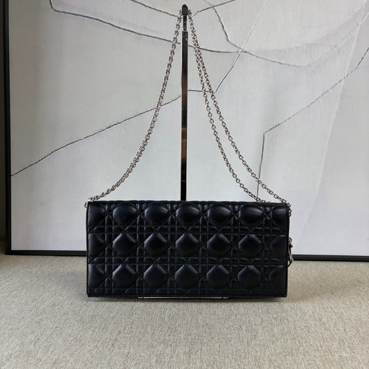 Dior - Lady Dior Wallet on Chain - Lambskin leather - Black - (Small)