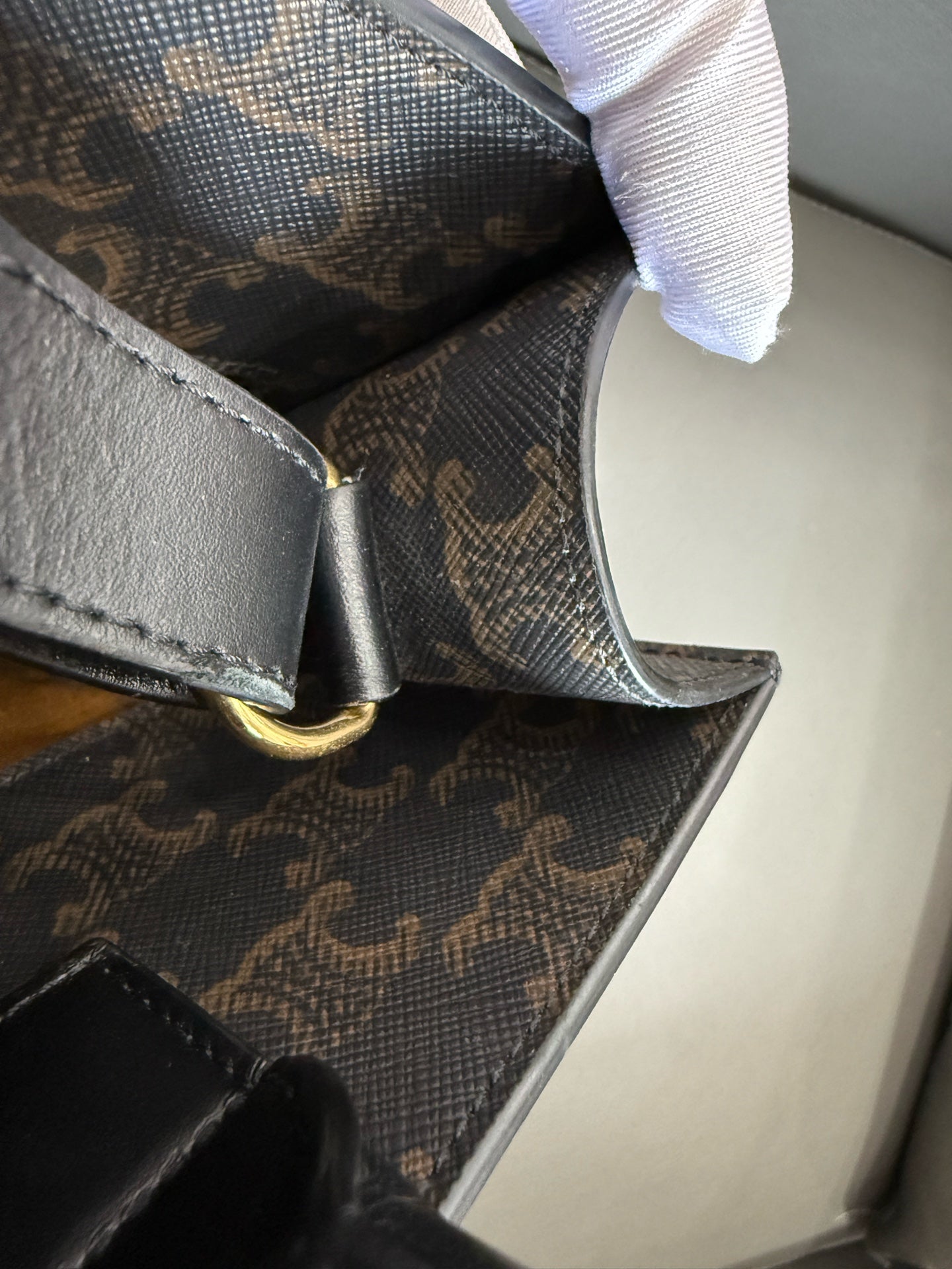 Celine - Cabas Medium Vertical Tote - Triomphe coated canvas with leather trim - Black and Tan Triomphe Canvas with Black Leather Trim - (medium)