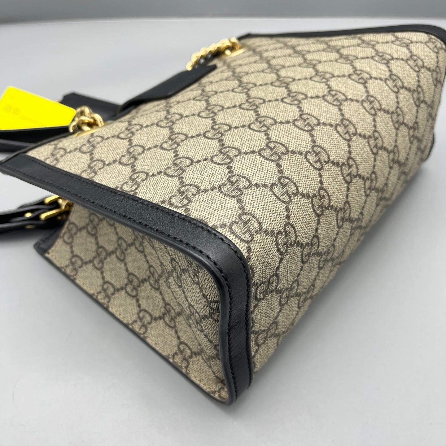 Gucci - Padlock Small Shoulder Bag - GG Supreme canvas with black leather trim and tan suede-like interior lining - Beige and Black - (Small)