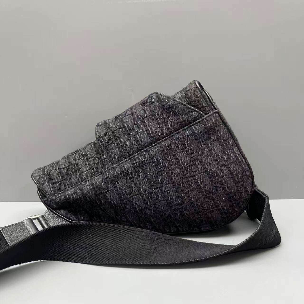 Dior - Saddle Bag - Oblique canvas with leather trim - Grey - (Medium)