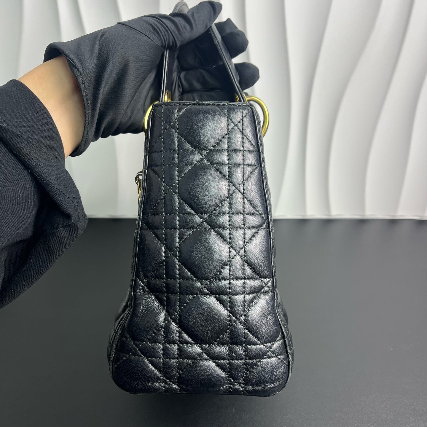Dior - Lady Dior Bag - Lambskin leather - Black - (Medium)