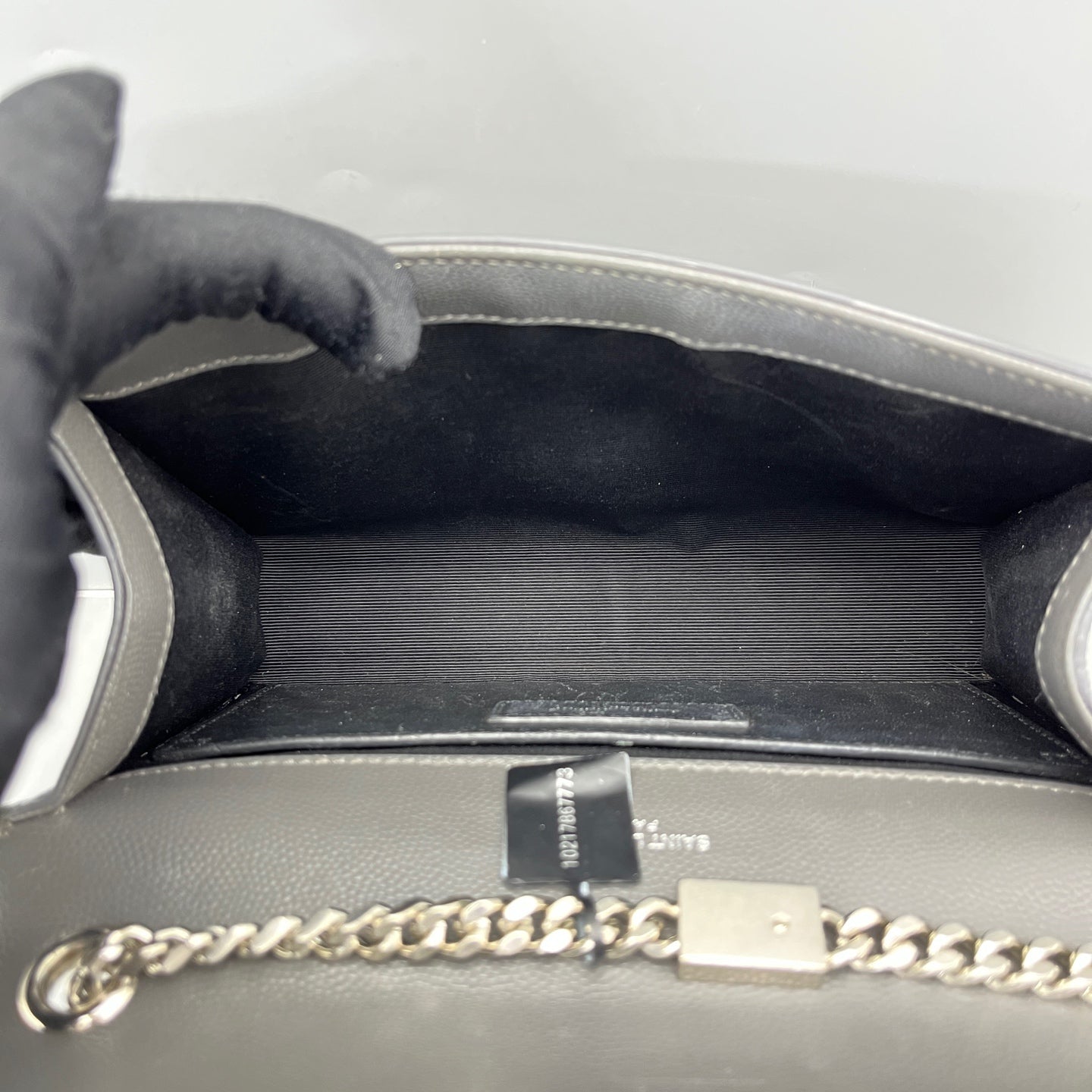 Saint Laurent - Kate Chain Bag - Grain de poudre embossed leather - Grey with Silver-Tone Hardware - (small)