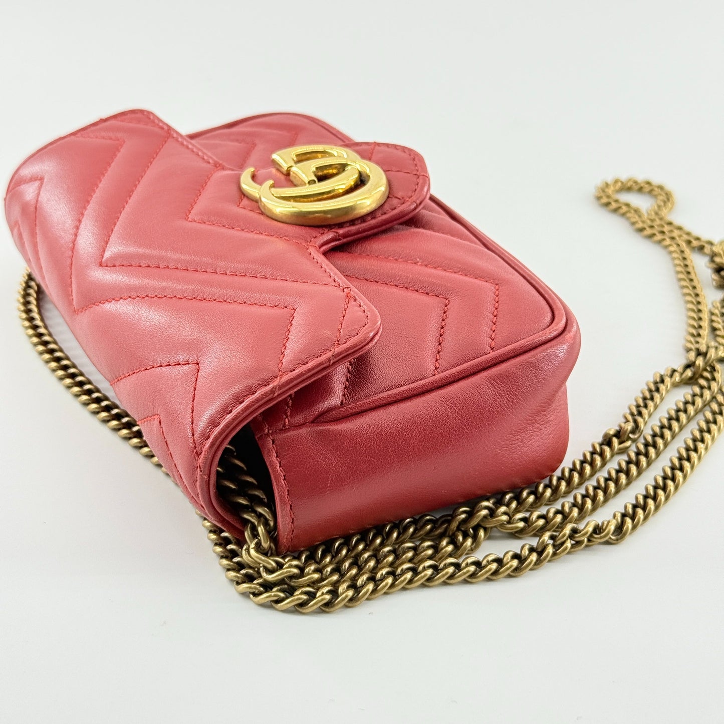 Gucci - Marmont Mini Chain Bag - Leather - Red - (mini)