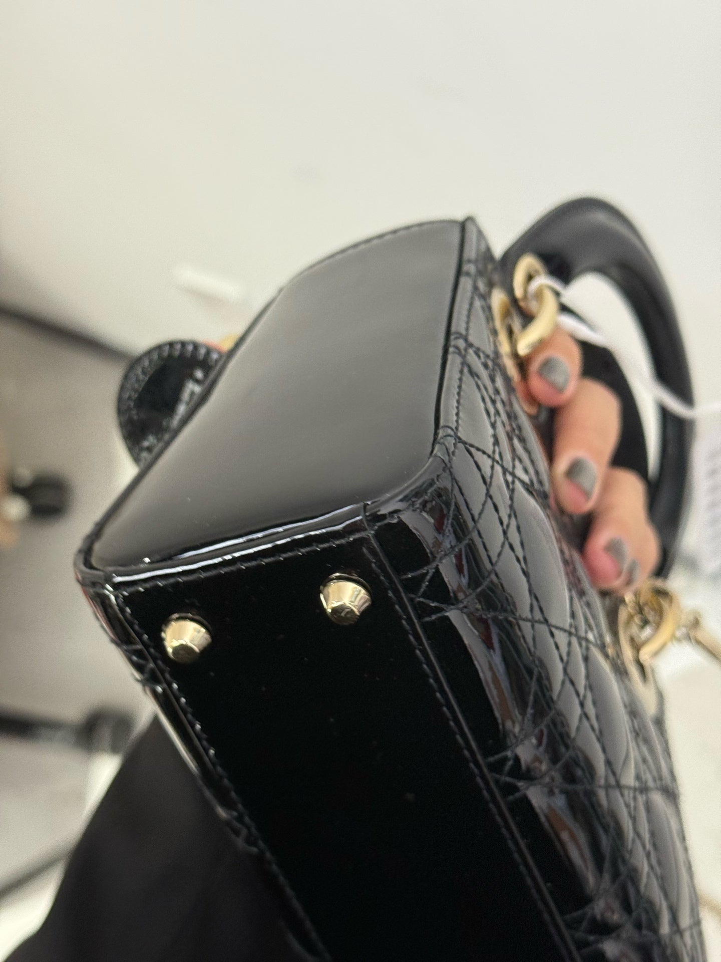 Dior - Lady Dior Mini - Patent leather - Black - (mini)