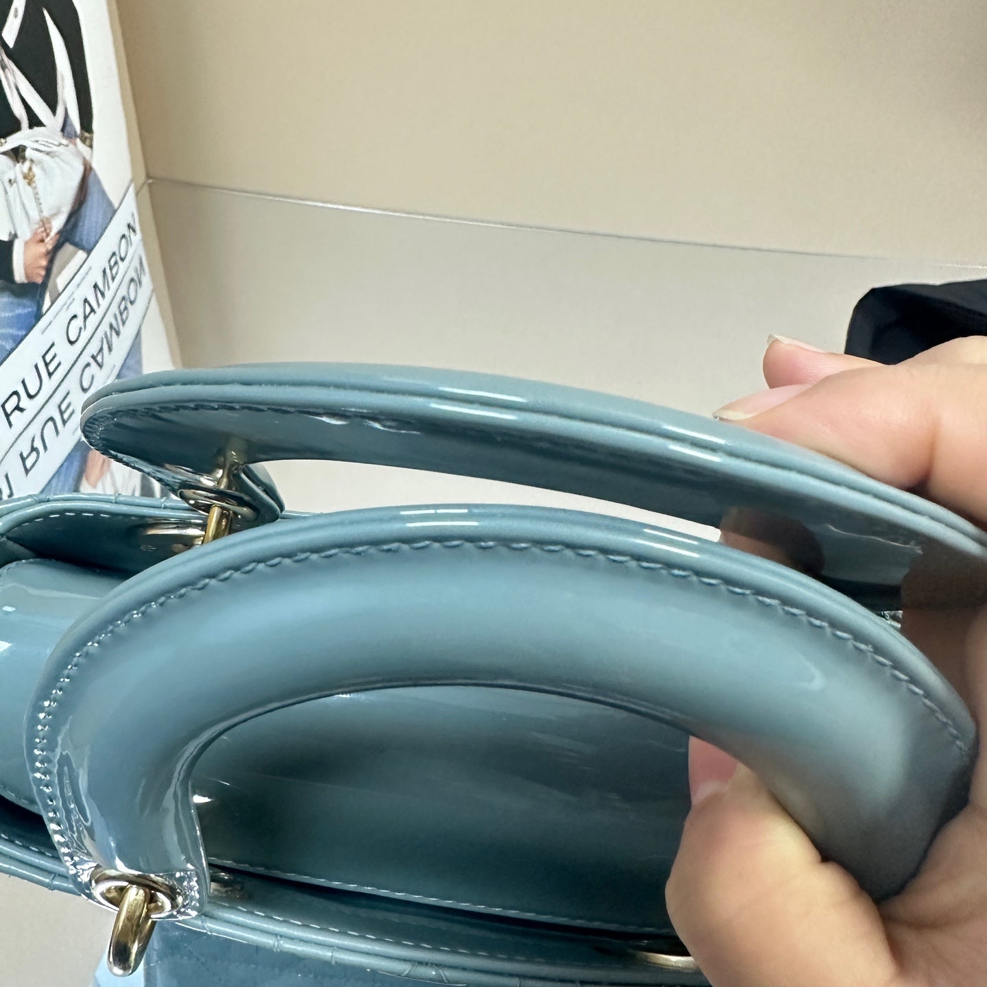Dior - Lady Dior - Patent leather - Slate Blue with Gold-Tone Hardware - (small)
