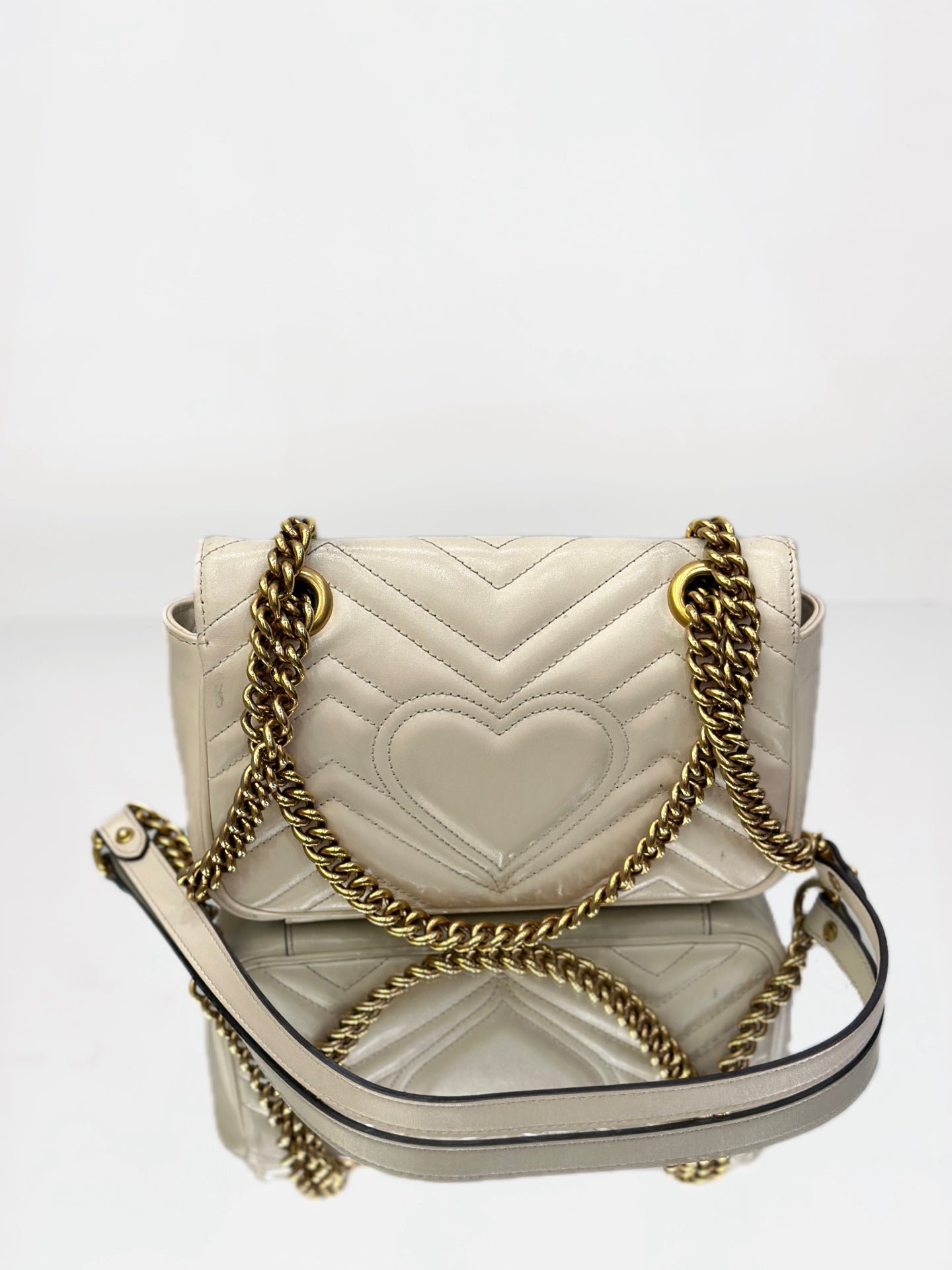Gucci - GG Marmont Mini Flap Bag - Leather - White - (mini)