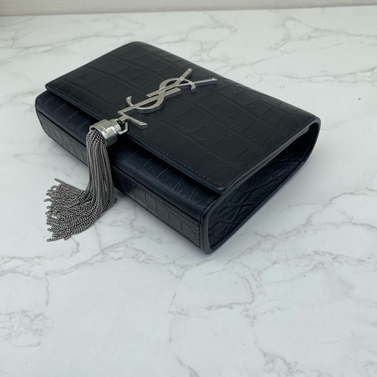 Saint Laurent - Kate Tassel - Crocodile-embossed leather - Black - (Small)