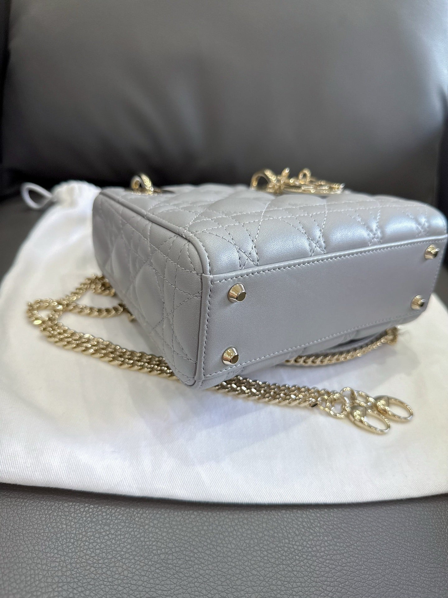 Dior - Lady Dior Mini - Lambskin leather - Grey - (mini)