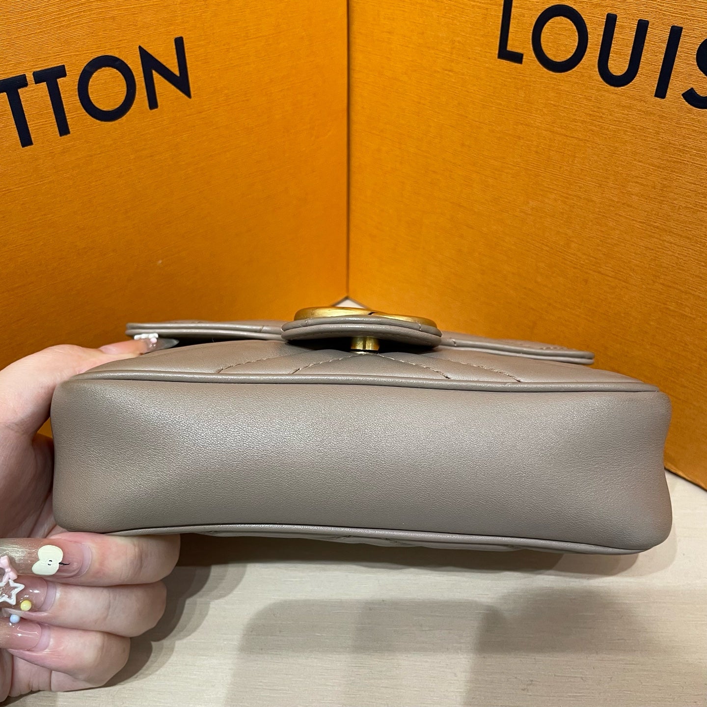 Gucci - GG Marmont Super Mini Shoulder Bag - Calfskin leather - Beige - (mini)
