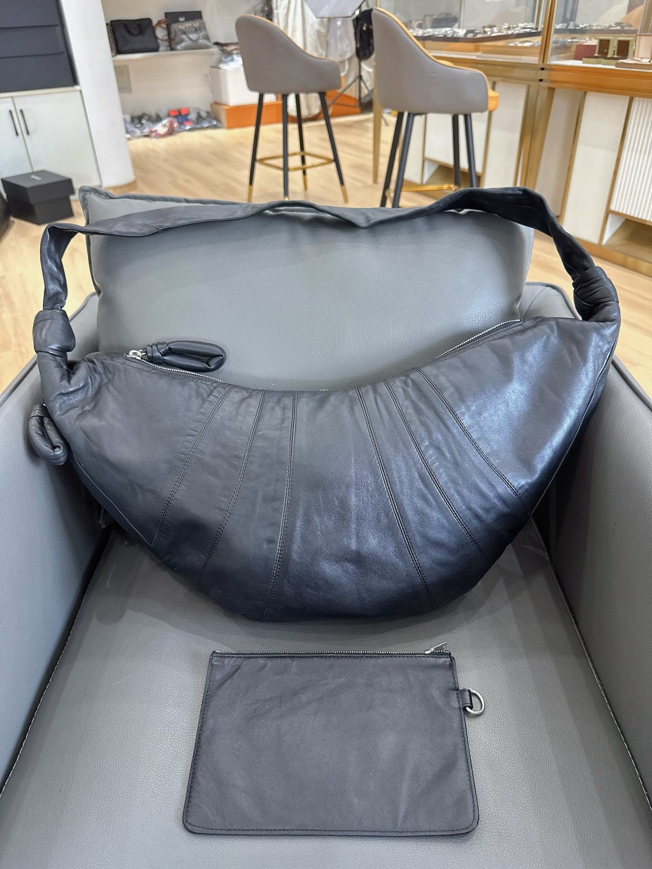 Lemaire - Croissant Bag - Lambskin leather - Black - (Large)