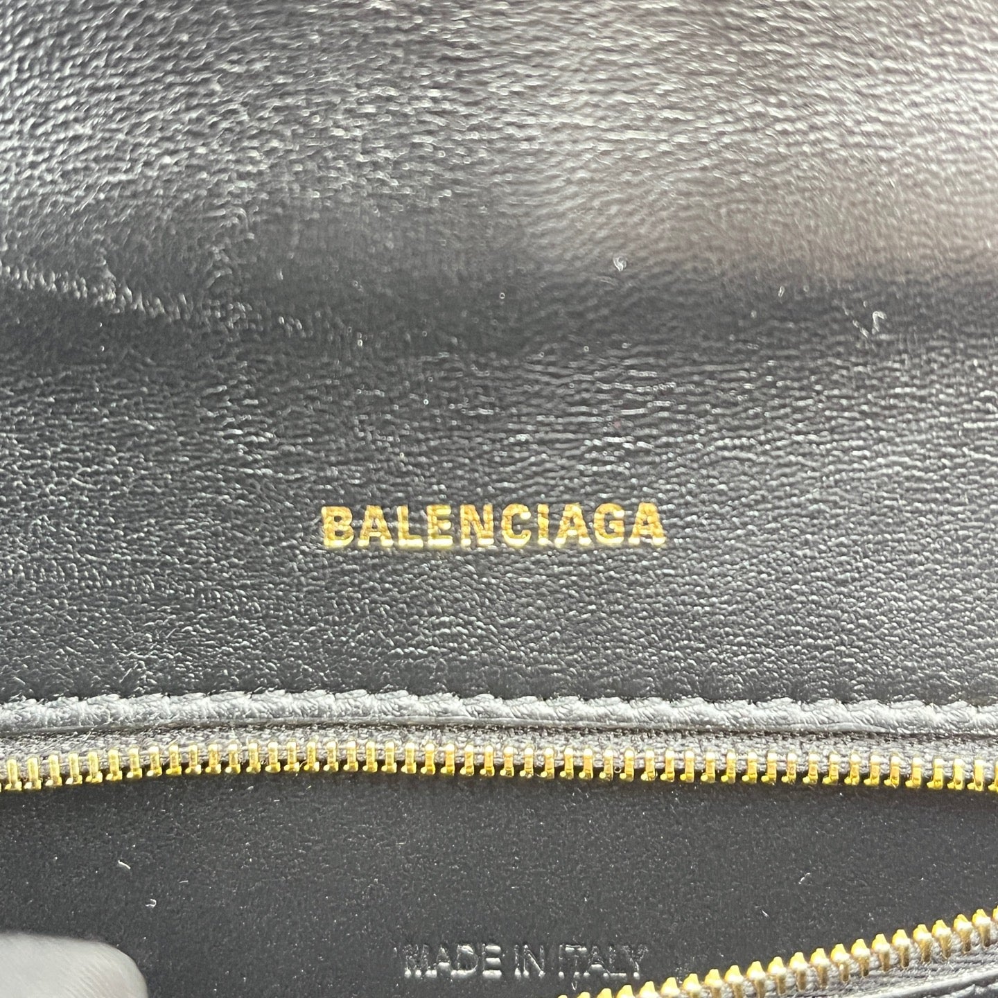 Balenciaga - Hourglass S Bag - Croc-embossed calfskin leather - Black - (Small)