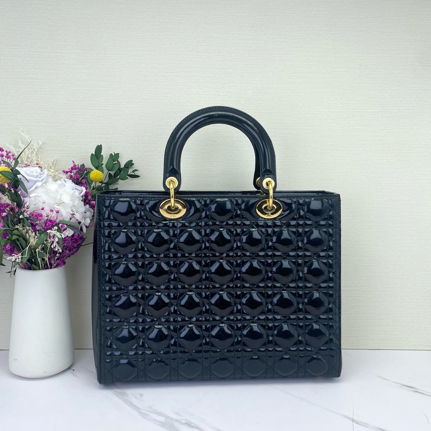 Dior - Lady Dior - Patent leather - Black - (Medium)