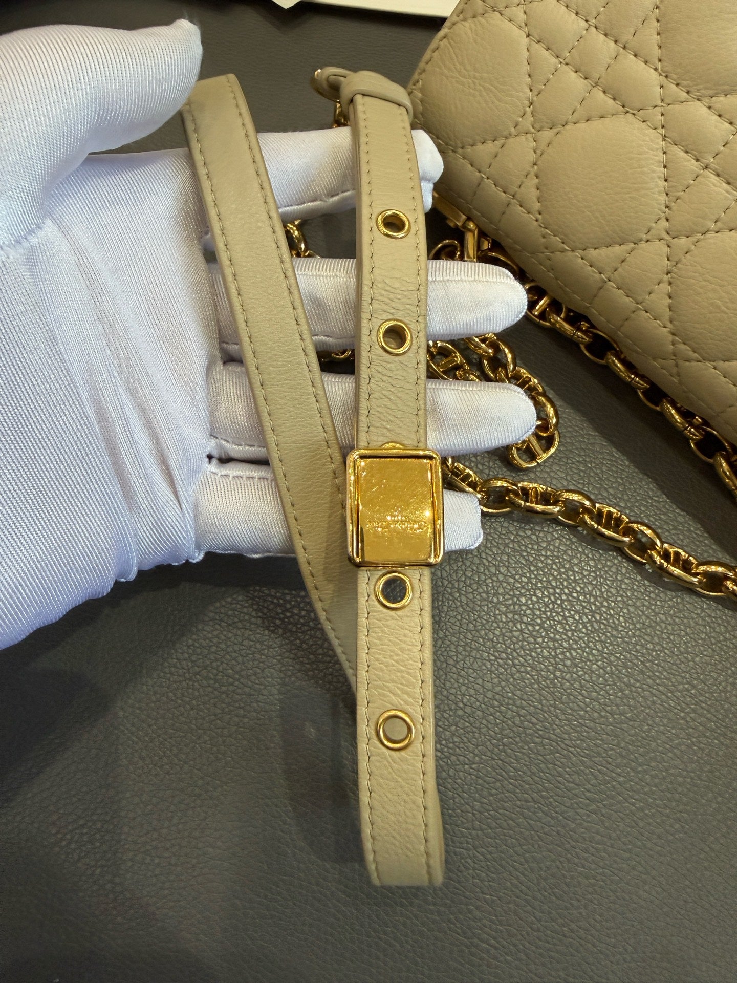 Dior - Caro Small - Calfskin leather - Beige - (small)