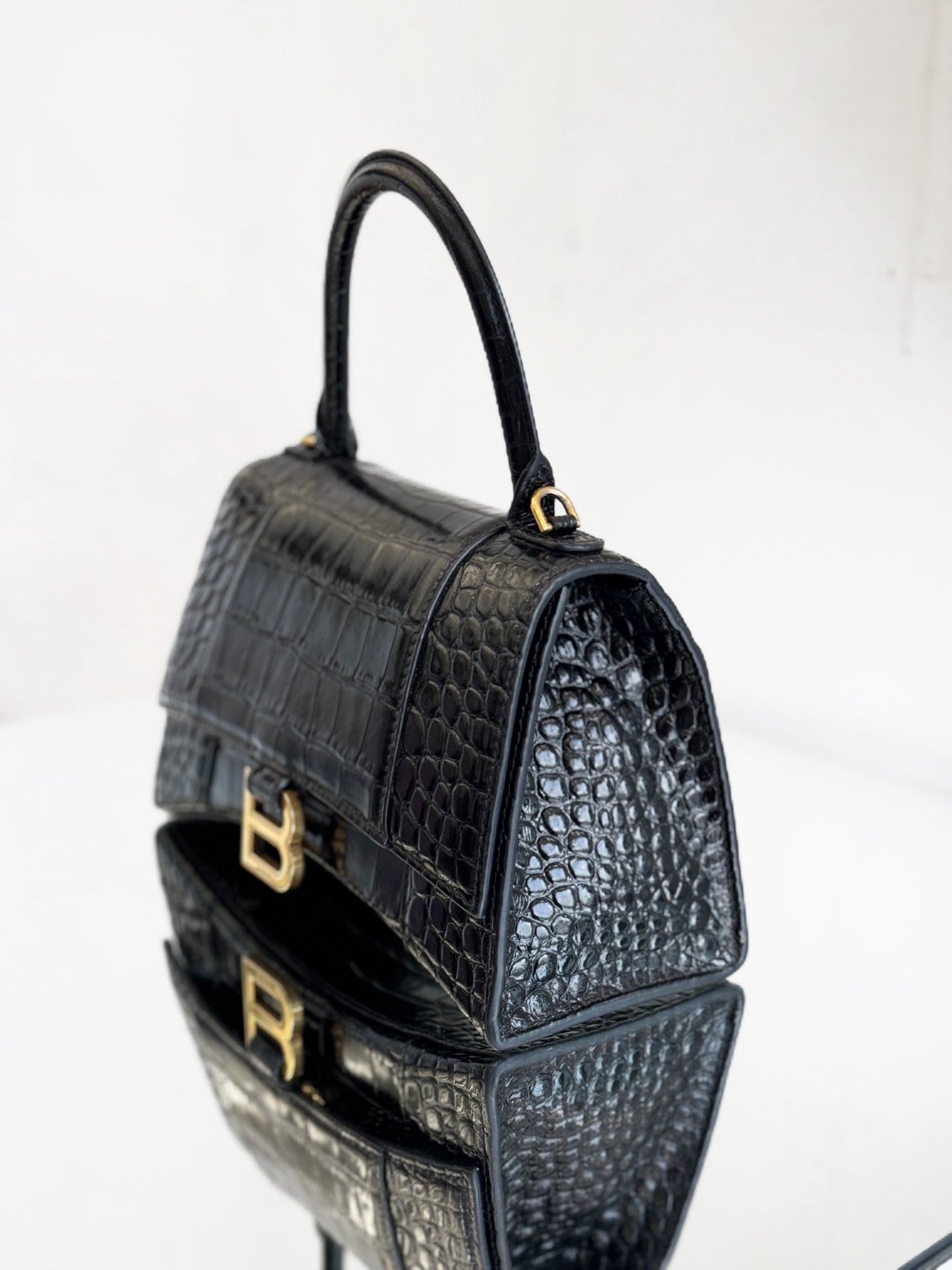 Balenciaga - Hourglass Small Top Handle Bag - Leather - Black - (mini)