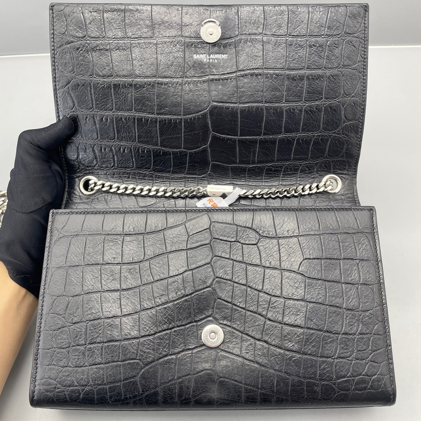 Saint Laurent - Kate Tassel Chain Bag - Crocodile-embossed leather - Black - (mini)
