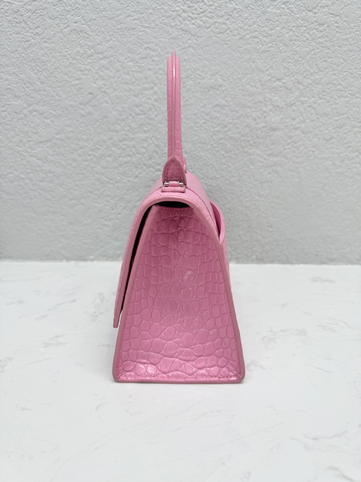 Balenciaga - Hourglass S - Crocodile-embossed calfskin leather - Pink - (small)