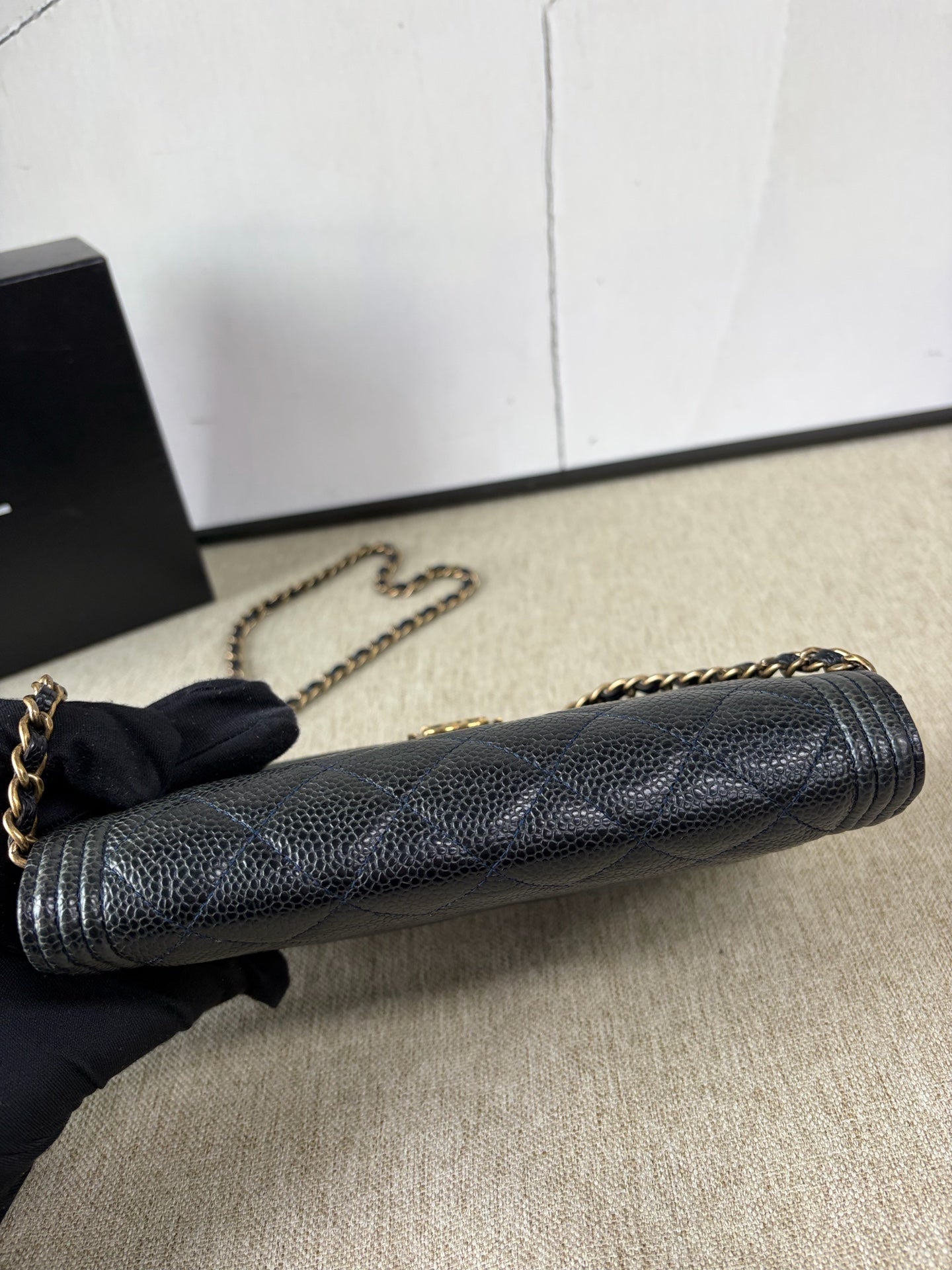 Chanel - Boy WOC (Wallet on Chain) - Grained calfskin leather - Blue - (mini)